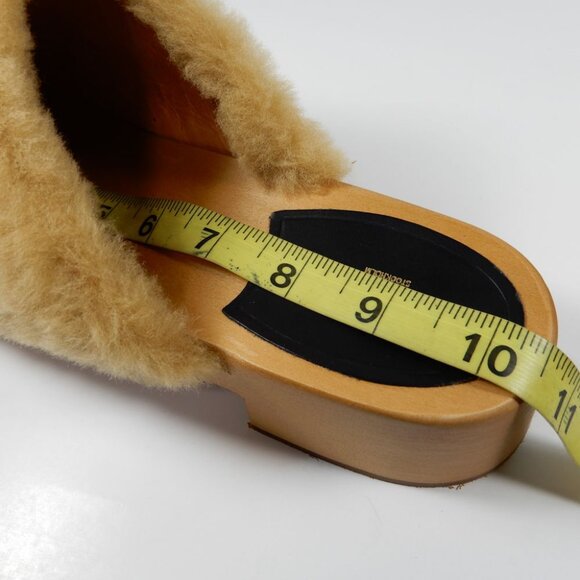Swedish Hasbeens Fluff Slip On CLOGS Size 41 10.5 11 Shearling Wood NEW $340 - Picture 14 of 14